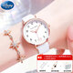 迪士尼（Disney）手表學(xué)生女初中生高中女生機械防水女孩生日禮物中考考試專(zhuān)用 月牙白【靜音款】