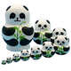 套娃俄羅斯套娃創(chuàng  )意禮品玩具卡通小動(dòng)物套娃10層風(fēng)干椴木手工彩繪木質(zhì)兒童創(chuàng  )意工藝禮品擺件五一節日禮物 熊貓十層套娃