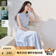 香影藍(lán)白條紋襯衫連衣裙女2025夏裝新款中長(zhǎng)款系帶收腰無(wú)袖襯衣裙 藍(lán)色 S 155/80A/85-95斤
