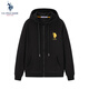 U.S. POLO ASSN.保羅衛(wèi)衣男春秋長(zhǎng)袖T恤上衣休閑打底衫衛(wèi)衣連帽外套 黑色 L 