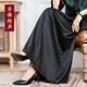 華族經(jīng)典真絲香云紗黑色半身裙簡(jiǎn)約時(shí)尚百搭半松緊長(cháng)裙女夏 芊荷 黑色 M