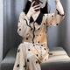 伊森尼尼金絲絨睡衣女秋冬季長袖家居服套裝甜美法式2025新款v領保暖衣 桃心 M 建議85-100斤