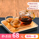陶瓷故事 玻璃茶壺套裝耐高溫家用辦公室過(guò)濾花泡茶壺泡茶杯紅茶茶具套裝 玲瓏壺小號(hào)+2個(gè)磨砂凝霜杯+四方小茶盤(pán)