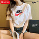 耐克（NIKE）女裝短袖男裝上衣 2026春季款新款跑步服棉質(zhì)休閑寬松圓領(lǐng)T恤 偏大/全棉材質(zhì)/白紅 M