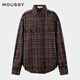 moussy 女裝新品美式校園風(fēng)字母印花流蘇襯衫女028HAZ30-0491 065花紋棕色 均碼