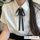 紀(jì)簡(jiǎn)韻領(lǐng)結(jié)女蝴蝶結(jié)復(fù)古黑色飄帶襯衫領(lǐng)口裝飾英倫學(xué)院風(fēng)時(shí)尚百搭別針新 羅紋6號(hào)-復(fù)古徽章-黑色-別針2