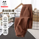 巴布豆兒童褲子秋冬季男童加絨保暖女童燈芯絨長(cháng)褲時(shí)尚寬松潮流童裝 【春秋款】咖 140