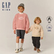 Gap【大小童同款】男女童仿羊羔絨加厚衛衣上衣646064 粉色 140 cm (10-11歲) 亞洲尺碼