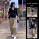妍莉芬（yanlifen）休閑褲女秋季女裝穿搭衣服整套2025年新款小個(gè)子減齡時(shí)尚兩件套裝 兩件套裝 XL 【建議125-135斤】