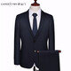 職業(yè)門(mén)西服男套裝修身免燙商務(wù)正裝結婚伴郎西裝男士 19304027平紋深藍色 42