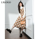 LAGOGO復古格紋連衣裙女拉谷谷2024年冬季新款收腰長(cháng)款背心裙子 混色(Y0) S