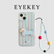 御舵eyekey韓風(fēng)條紋臘腸狗適用蘋果16promax手機殼iphone15新款14立體卡通13女款15promax帶掛繩14pro 藍(lán)鏡 條紋睡帽臘腸狗 單手機殼 iPhone 11