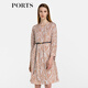 PORTS寶姿女裝秋冬新品豹紋長(cháng)袖收腰顯瘦連衣裙LM9D078NPT045 游牧沙褐 M (6)