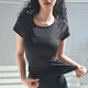 歐凱茜（Aucassie）夏季運動(dòng)t恤女透氣速干健身衣吸汗跑步訓練瑜伽上衣 黑色 L （108-120斤）