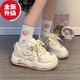 谷帝馳（GUDICHI）女鞋運動小白鞋子女2025春秋新款透氣高顏值ins百搭學(xué)生厚底板鞋 粉色-星星材質(zhì)升級版  37 標(biāo)準尺碼