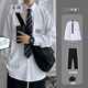 寫(xiě)璇熱血高校中山裝西服dk制服男士痞帥學(xué)院風(fēng)jk小西裝外套學(xué)院風(fēng)班服 【三件套】Q18襯衫+青領(lǐng)帶+西褲 XL
