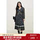 獨束大碼女裝飄逸傘擺印花連衣裙女2025春裝時(shí)尚設計感中長(cháng)款裙子 枝蔓黑 XL （尺碼：3）