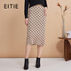 愛(ài)特愛(ài)（EITIE）氣質(zhì)通勤百搭時(shí)尚高腰包臀a字針織半身裙春新款A2401303 卡奇85 L 165
