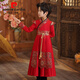 皮爾卡丹（pierre cardin）漢服男童春秋季2025新款兒童中國風(fēng)唐裝男孩古裝學(xué)院表演服連衣裙 紅色【春秋款】 120cm