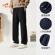 貴人鳥(niǎo)休閑褲男春秋棉質(zhì)舒適透氣簡(jiǎn)約純色彈力直筒褲子寬松百搭男女同款 黑色 XL