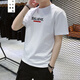 夏季短袖t恤男青少年韓版圓領(lǐng)修身男裝半截袖夏天上衣服潮流半袖短袖T恤男潮 白色 L（105-115斤）