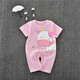 嘉貝艾爾嬰兒衣服夏裝嬰兒連體衣短袖男女寶寶衣服0-3-6-1歲 粉色奶牛 90cm