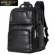 博邁倫真皮雙肩包男士背包大容量商務(wù)17.3英寸電腦包頭層牛皮出差旅行包 黑色 32*25*44cm