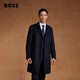 BOSS博斯 【90%羊毛】男士修身長(cháng)款毛呢羊毛羊絨混紡大衣 404-深藍色 L (50)