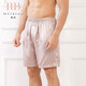 美標送男友真絲男士睡褲100%桑蠶絲絲綢短褲純色可外穿沙灘褲家居服 K426-1胭脂灰 2XL (180)