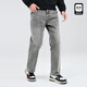 與狼共舞【不易發(fā)白】牛仔褲男春秋款復古休閑直筒牛仔長(cháng)褲男 005淺灰 33