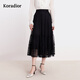 珂萊蒂爾秋季優(yōu)雅法式氣質(zhì)高品質(zhì)A字裙半身裙女 黑色 L