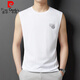 皮爾卡丹（pierrecardin）京夏夏季男士冰絲無(wú)袖背心體恤中青年休閑圓領(lǐng)運(yùn)動(dòng)坎 03130白色 110/L110-130斤
