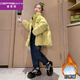 CEFREKAY女童鵝黃色羽絨服加厚保暖外套兒童冬季女孩9-12歲白鴨絨衣服童裝 鵝黃色 150 cm
