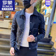 羅蒙（ROMON）潮流休閑男士夾克簡(jiǎn)約帥氣外套潮男網(wǎng)紅修身翻領(lǐng)長(zhǎng)袖上衣男裝 黑色 L 建議105-120斤