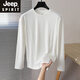 JEEP SPIRIT長(zhǎng)袖T恤男打底衫寬松圓領(lǐng)純色彈力百搭2025早秋韓版潮流內(nèi)搭休閑T 白色 L 適合110-125斤