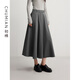 初棉格雷系含羊毛大擺量傘裙女 24冬季高智感氣質(zhì)TR半身裙設計感 巴黎灰 S
