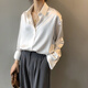 瑜尚臻品白色襯衫女春秋垂感氣質(zhì)高級感上衣疊穿法式職業(yè)通勤面試復(fù)古內(nèi)搭 【白色】L（推薦95-120斤）