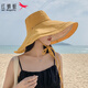 紅蜻蜓（RED DRAGONFLY）防曬帽子女超大帽檐夏季旅行沙灘防紫外線太陽帽戶外漁夫遮陽帽 姜黃+米色【17CM大檐】 均碼