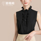 路施南無(wú)袖襯衫女士春秋新款花邊立領(lǐng)設計感打底衫上衣職業(yè)裝通勤襯衣 黑色 L1818 XL