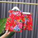 予彼 東北大花布衣服嬰兒裝背心國風薄款無袖夏季綿綢棉綢男童兒童寶 w背心套-東北大花-紅牡丹 73cm(標L建議0-1歲)