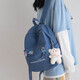 牧瑾ins小背包女雙肩包小清新迷你小書(shū)包大學(xué)生輕便春游簡(jiǎn)約通勤包包 藍色（隨機徽章+腮紅熊）看尺寸