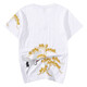 簡(jiǎn)拓夏季薄款中國風(fēng)重工刺繡純棉短袖T恤 學(xué)生情侶裝體恤男大碼半袖衫 2011白色 4XL