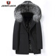 JERRYJACK派克服男皮草真皮毛一體內(nèi)膽可拆卸貉子毛領(lǐng)山貂內(nèi)膽保暖加厚外套 黑色+黑色內(nèi)膽+銀狐毛領(lǐng) 5XL/200加肥加大