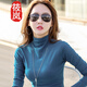 筱嵐半高領(lǐng)打底衫女秋冬2023秋薄款女式修身洋氣內(nèi)搭小衫純色上衣 孔雀藍(lán) L【薄款】
