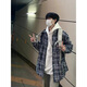 柏銘臣美式復古小香風(fēng)格子夾克男女生春秋潮牌百搭休閑學(xué)院棒球服外套男 藍色 2XL【建議150-165斤】