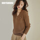 ROEYSHOUSE羅衣輕奢48.4%綿羊毛純色毛衣女春裝新款彈力打底針織衫07141 橄欖棕 XL