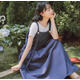 蘭威費雷學(xué)院風(fēng)夏季背帶裙女韓版寬松中長(cháng)款工裝吊帶長(cháng)裙無(wú)袖連衣裙學(xué)生潮 藍色 S （80-90斤）