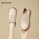 達芙妮（DAPHNE）厚底板鞋女款大頭鞋2025新款秋冬季平底加絨棉鞋運動(dòng)休閑面包鞋子 米杏色單里款 39