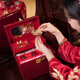 VAKADA三金首飾盒訂婚彩禮盒10萬8結(jié)婚陪嫁禮金箱提親聘禮金20萬裝錢盒 中號+10個錢套【可裝10萬】 酒紅色