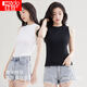 紅豆新款舒適百搭2件豎條中領(lǐng)顯瘦無(wú)袖可外穿女士背心 白色+黑色2件裝 M